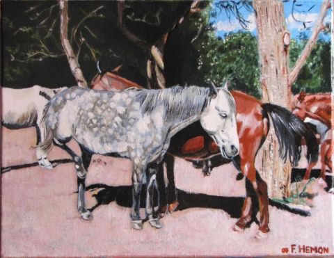 Les chevaux sous les frondaisons